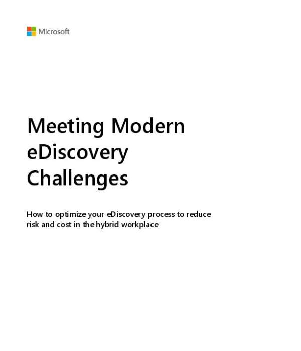 Without the right tools, eDiscovery can be complex and expensive in the hybrid workplace. This whitepaper offers a roadmap to overcome these challenges with Microsoft Purview. Learn how in-place eDiscovery tools reduce risk, protect context, and simplify regulatory responses — all while managing costs. Download the whitepaper to get started, and contact Contoso Tech for guidance on how to implement these best practices in your organization.
